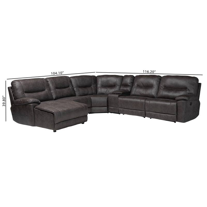 Mistral 6-Piece Reclining Sectional Sofa with Left-facing Chaise Lounge - Suede Upholstered Modular Sectional with Storage