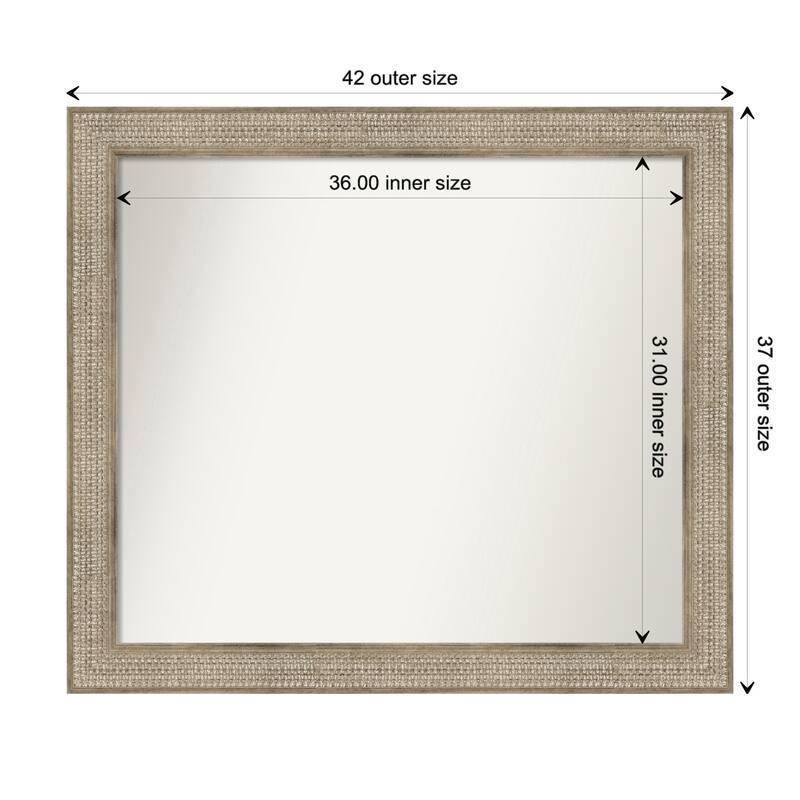Trellis Silver Framed Non-Beveled Custom Wall Mirror, Bathroom Vanity Mirror - Outer Size: 42 x 37