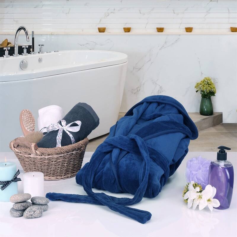 Women's Fleece Hooded Bathrobe Plush
