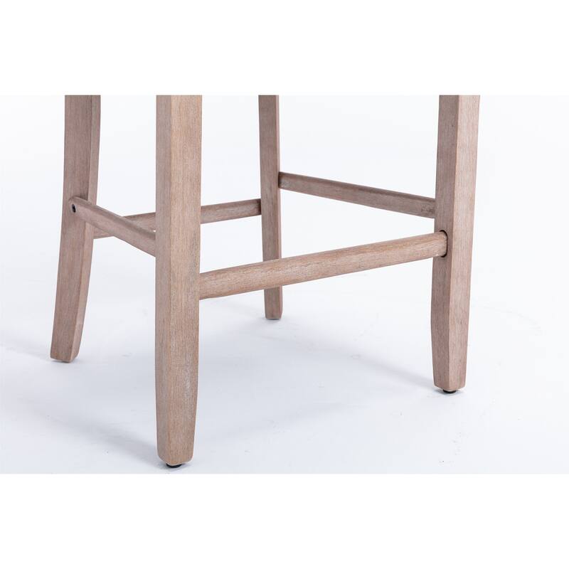 Counter Height Bar Chairs Set of 2, Upholstered Kitchen Island Chairs with Wooden Legs, Dining Room Chairs with Wingback