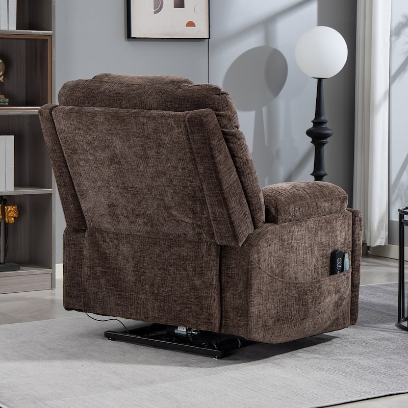 Flagship Dual Motor 26" Oversized Chenille Power Lift Recliner Chair