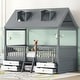 preview thumbnail 8 of 8, Twin Size Wood House Bed with Roof and Drawers