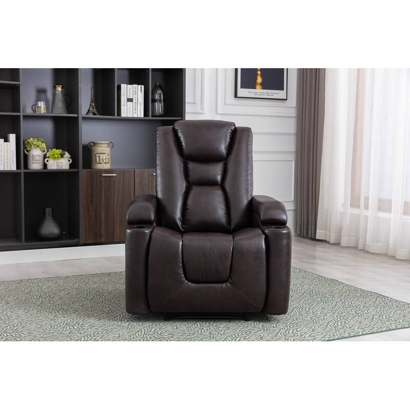 Power Recliner Chair with PU Leather Luster, Electric Headrest &2 Cupholders Bed Bath & Beyond