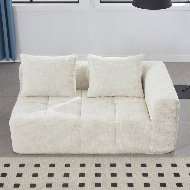 Chenille Loveseat Sofa, Minimalist Modular Sleeper for Living RoomS - Beige