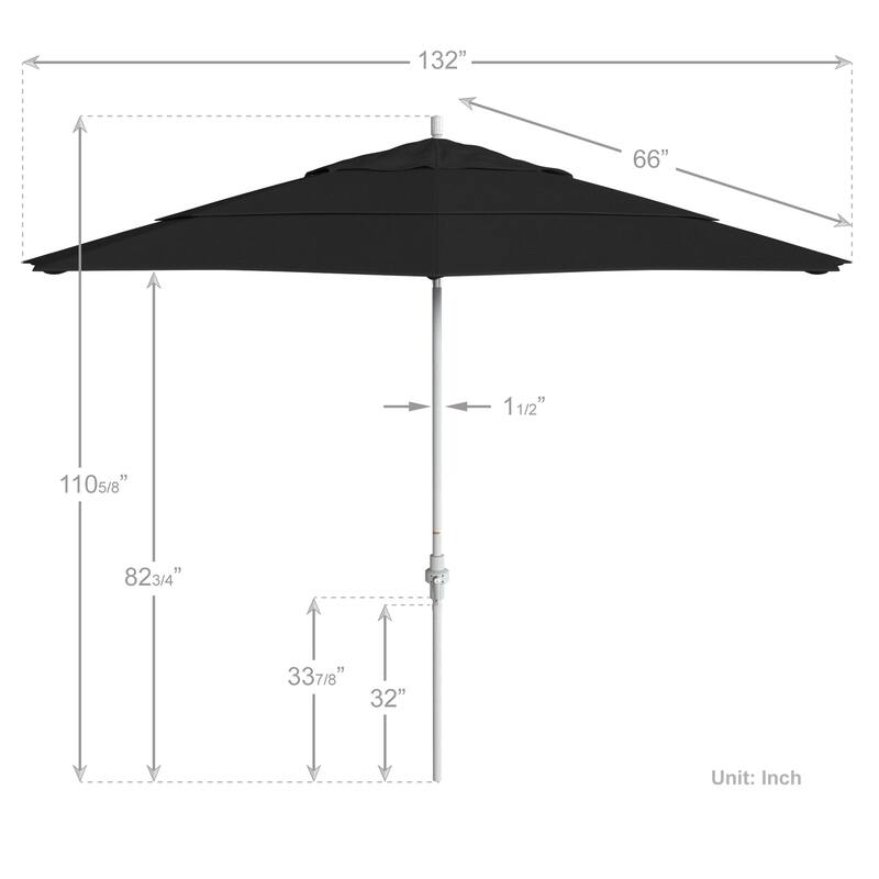 California Umbrella 11' Rd. Aluminum Patio Umbrella, Crank Lift, Collar Tilt, Dbl Wind Vent, White Finish, Sunbrella Fabric