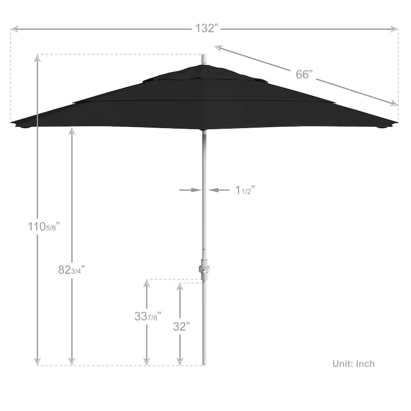 California Umbrella 11' Sun Master Patio Umbrella White Aluminum Pole Fiberglass Ribs Crank Lift Tilt Sunbrella Pacific Blue