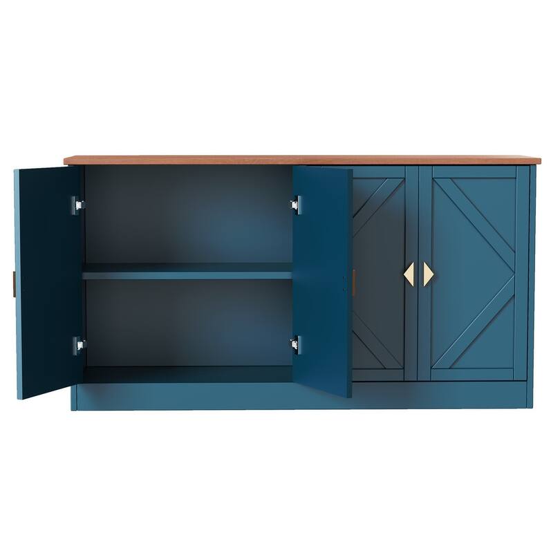 4 Doors Modern Storage Cabinet with Line Design