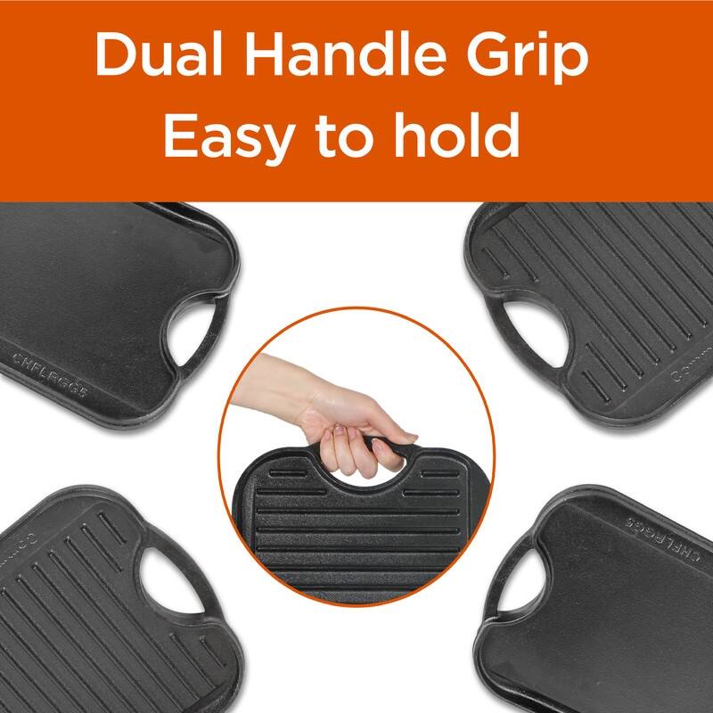Cast Iron Griddle Reversible Grill Griddle with Dual Handles for Stove Oven and Outdoors