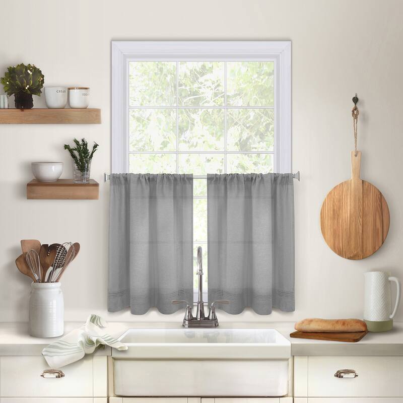 Maison Pintuck Kitchen Window Tiers, Set of 2