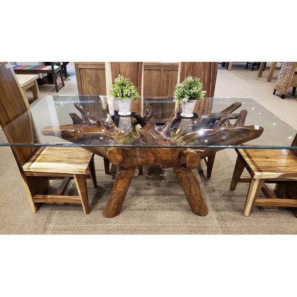 Chic Teak Rustic Teak Wood Root Dining Table Including 87 x 43 Inch Glass Top. Opens flyout.