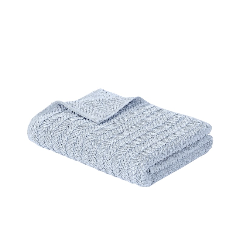 Modern Threads 6-Piece Zero Twist Jacquard Towel Set Otis - 100% Cotton, Bath, Hand & Washcloths - Textured Chevron Design