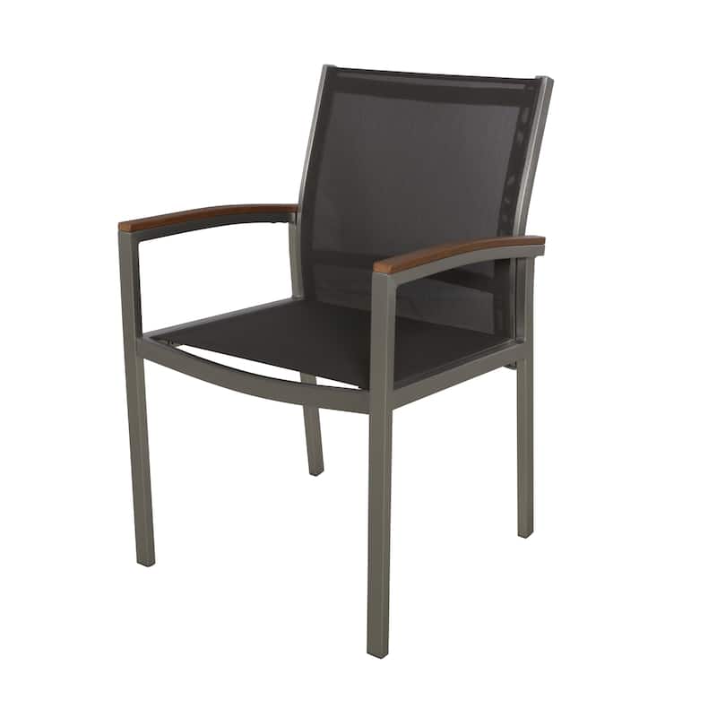 Luton Aluminum Outdoor Dining Chairs with Faux Wood Accents by Christopher Knight Home