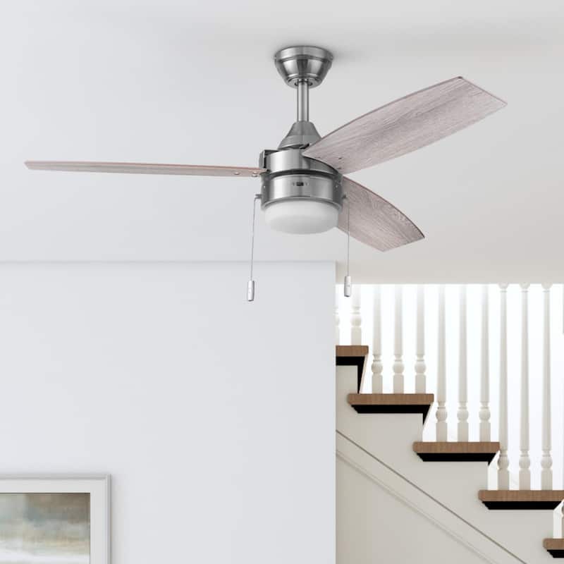 48" Honeywell Berryhill Ceiling Fan with Color Changing LED Light, Pull Chain, Dual Mounting Options, 3 Dual Finish Blades