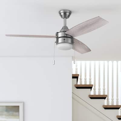 48" Honeywell Berryhill Ceiling Fan with Color Changing LED Light, Pull Chain, Dual Mounting Options, 3 Dual Finish Blades