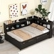 preview thumbnail 37 of 43, Wood Platform Bed with L-shaped Bookcases and Drawers
