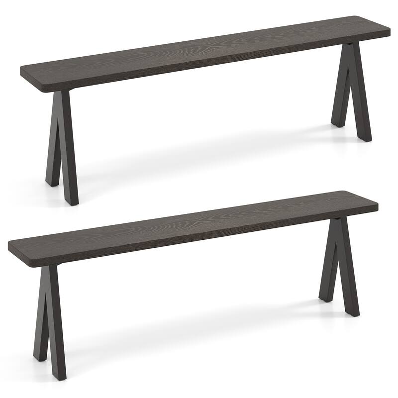 Gymax 3-Person Outdoor Bench Set of 2 w/ 800 LBS Bearing Capacity for