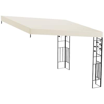 Cream White Outdoor Lean-To Pergola with UPF30+ Polyester Canopy & Powder-Coated Metal Frame Wall-Mountable Shade Shelter