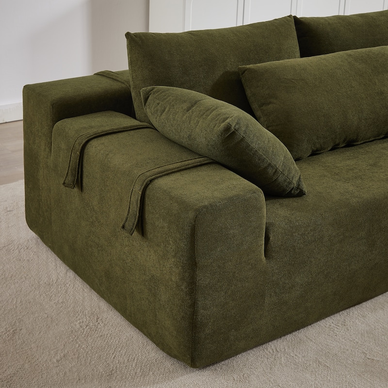 108"Chenille Modular Sectional Sofa with 6 Pillows, L-Shaped Free Combination Design, and No Assembly Required