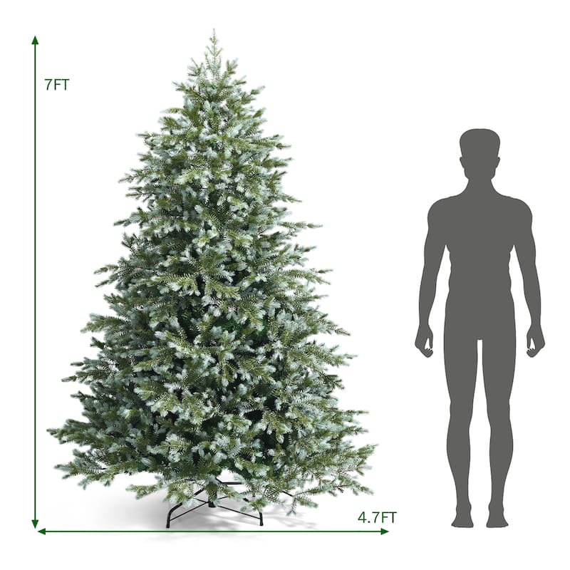 Costway 7ft Artificial Christmas Spruce Hinged Tree w/ 1260 Mixed PE &