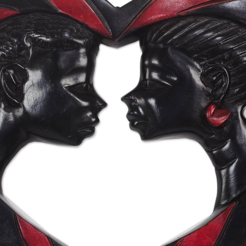 Novica Handmade Passionate Lovers Wood Wall Sculpture