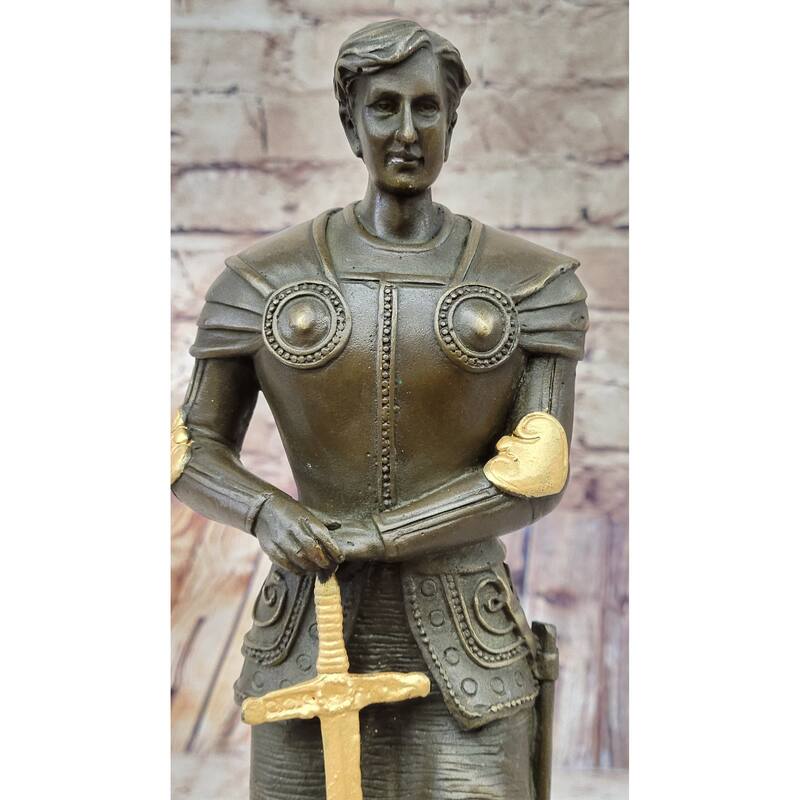 Saint Joan Of Arc In Plate Armor Bronze Statue Sculpture Figure Art Decor