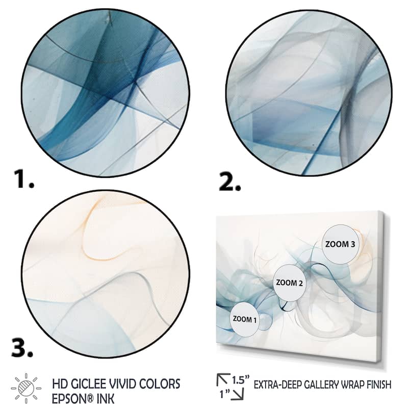 Designart "White Grey Line Art Abstract Calligraphy" Modern Wall Decor