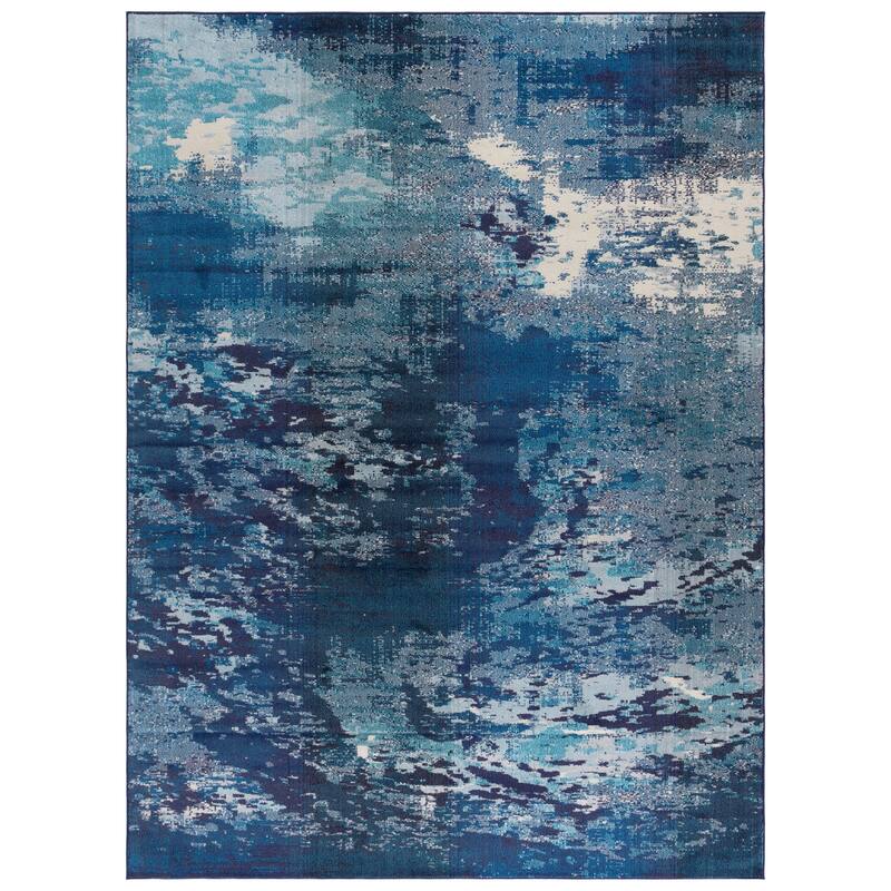 SAFAVIEH Madison Lawanda Modern Abstract Rug - 12' x 15' - Navy/Ivory