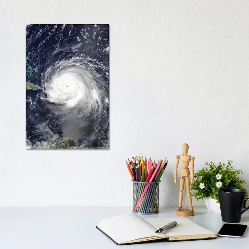 iCanvas "Satellite View Of Hurricane Irma Over Puerto Rico And Hispaniola" by Stocktrek Images Canvas Print - 12x8x0.75