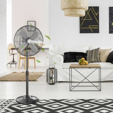 16" Metal Adjustable Oscillating Pedestal Fan 3 Wind Speeds Electric Cooling Floor Fan