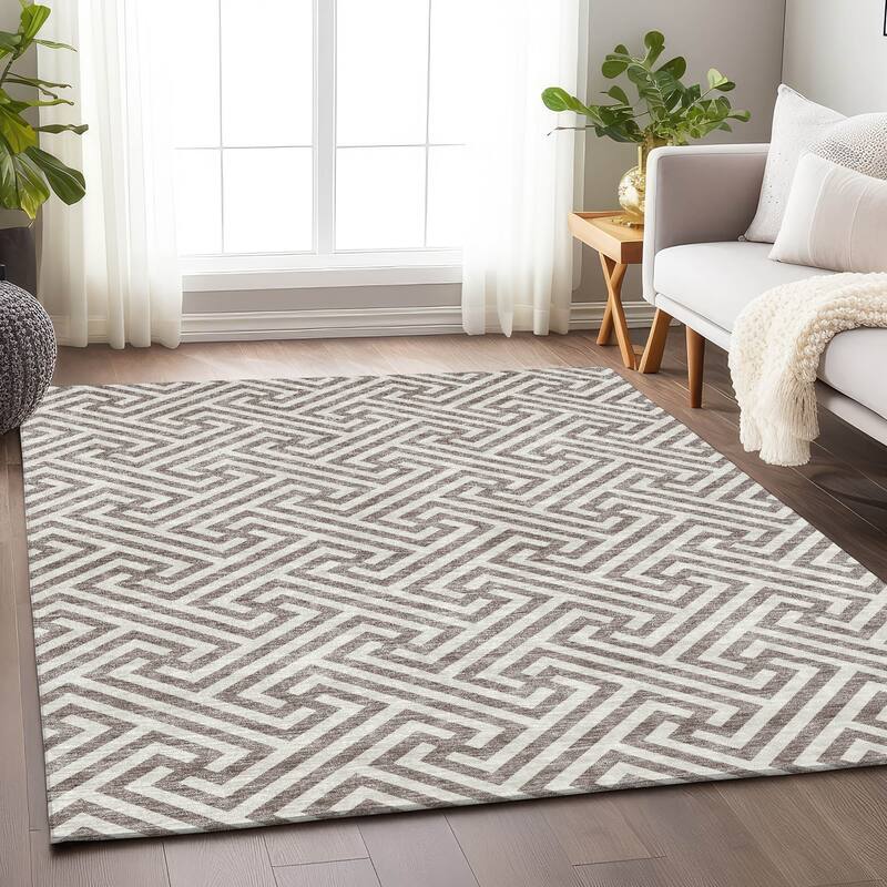 Premium Washable Super Soft Modern Geo Mayfield Rug - Taupe - 5' x 7' 6" - Rectangle