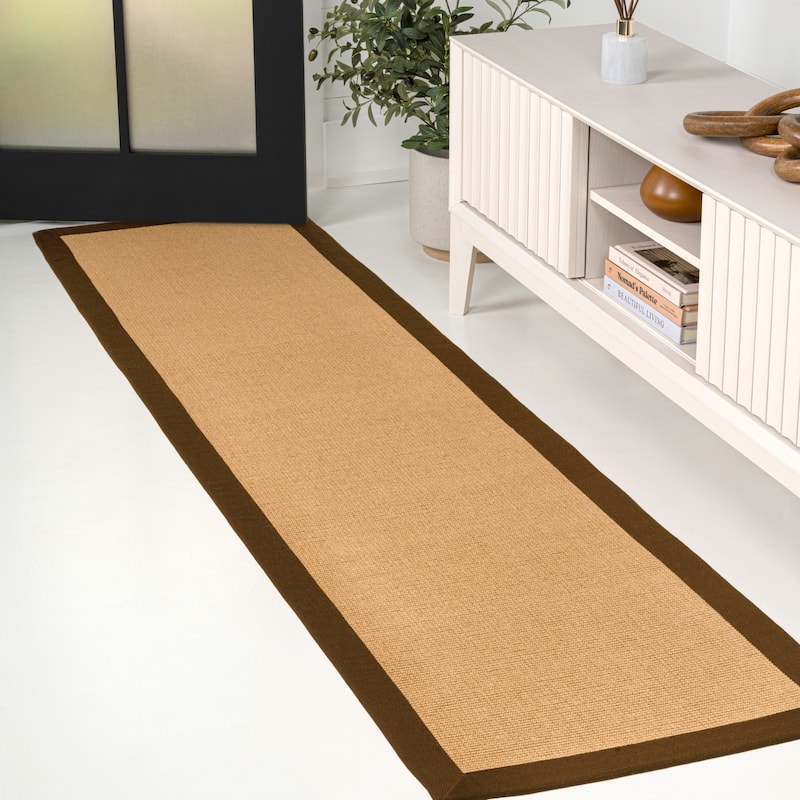 Camden Farmhouse Cottage Border Jute Area Rug