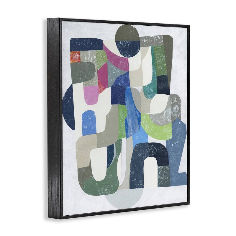 Stupell Retro Geometrics on Grey Framed Giclee Art Design By Coco Good