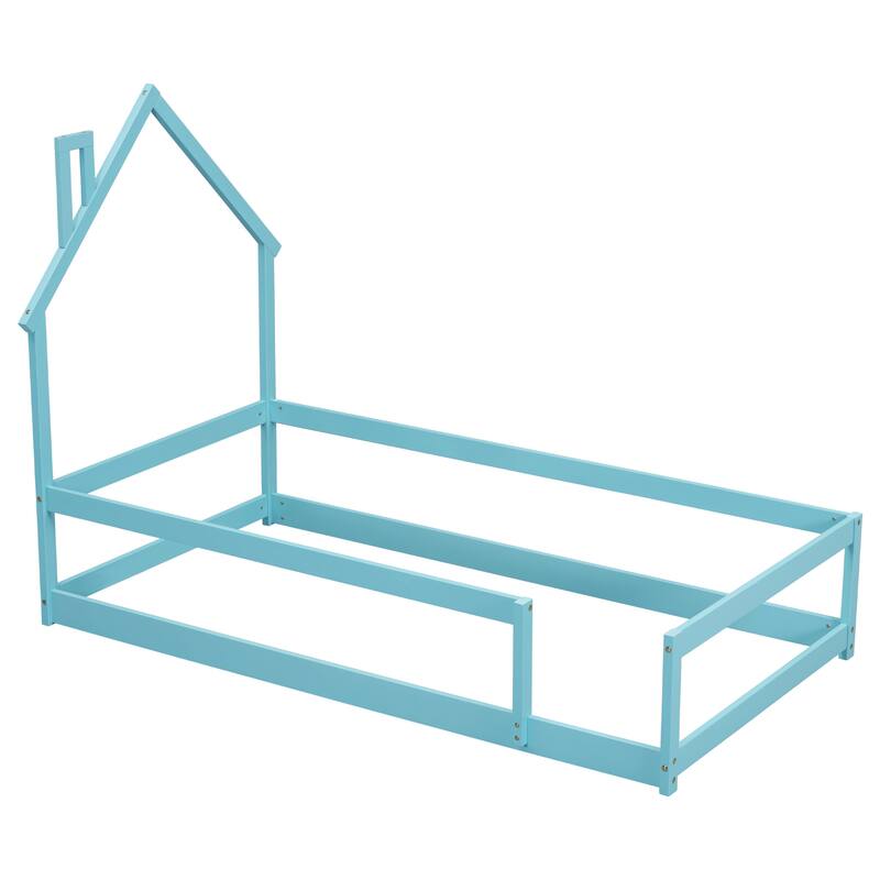 Twin Size Wood bed with House-shaped Headboard