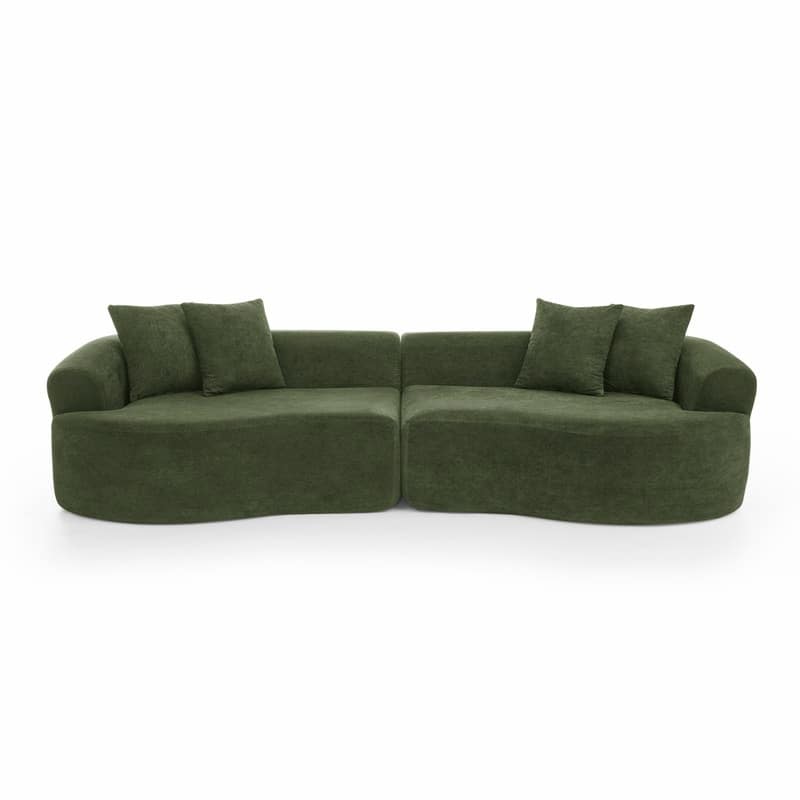 Modern Cloud 4-Seater Sectional Curved Sofa, Minimalist Compression Living Room Couch, No Assembly Needed