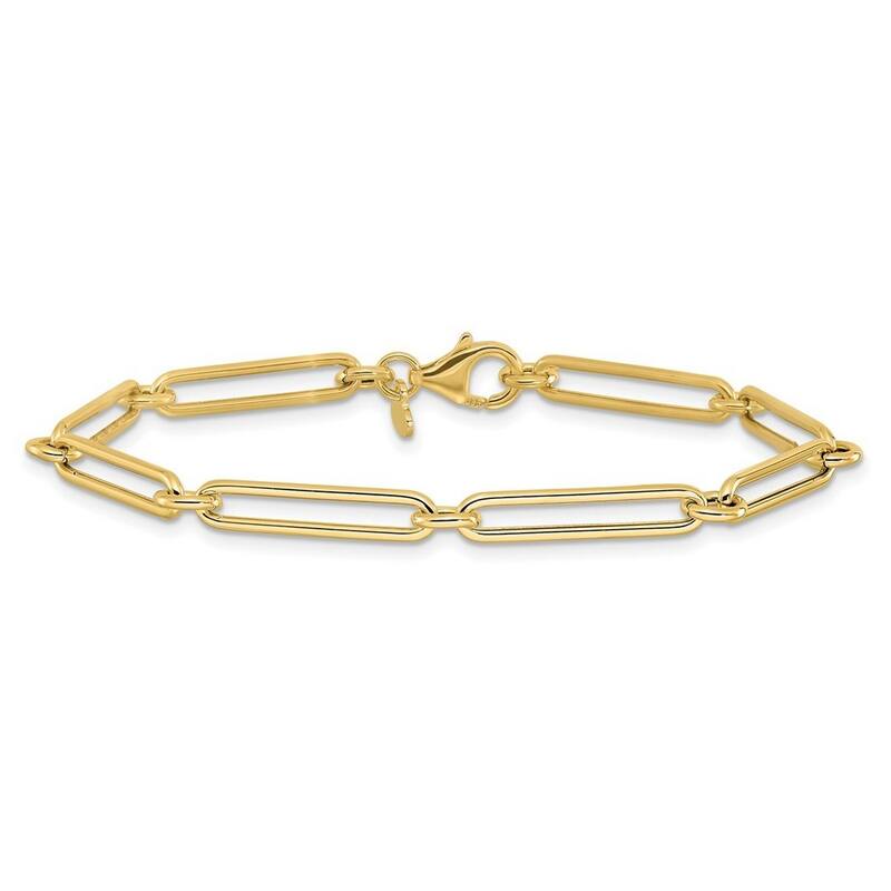 Curata 14k Yellow Gold 7.5" 4.5mm Polished Hollow Paperclip Link Bracelet