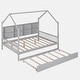 preview thumbnail 50 of 54, Wooden Twin Size House Bed with Trundle,Kids Bed with Shelf