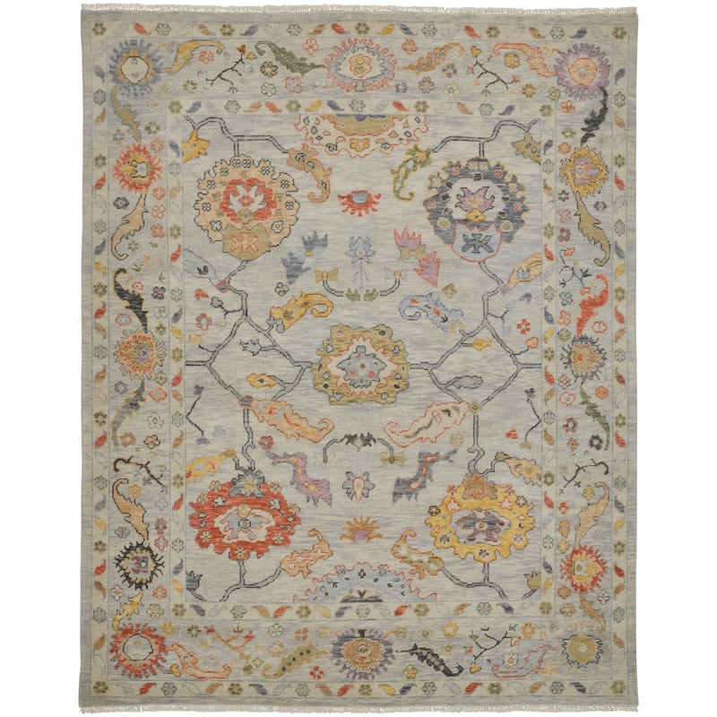 Grand Bazaar Larson Hand Knotted Persian Traditional Area Rug - 7'9" x 9'9" - Gray/Yellow/Red