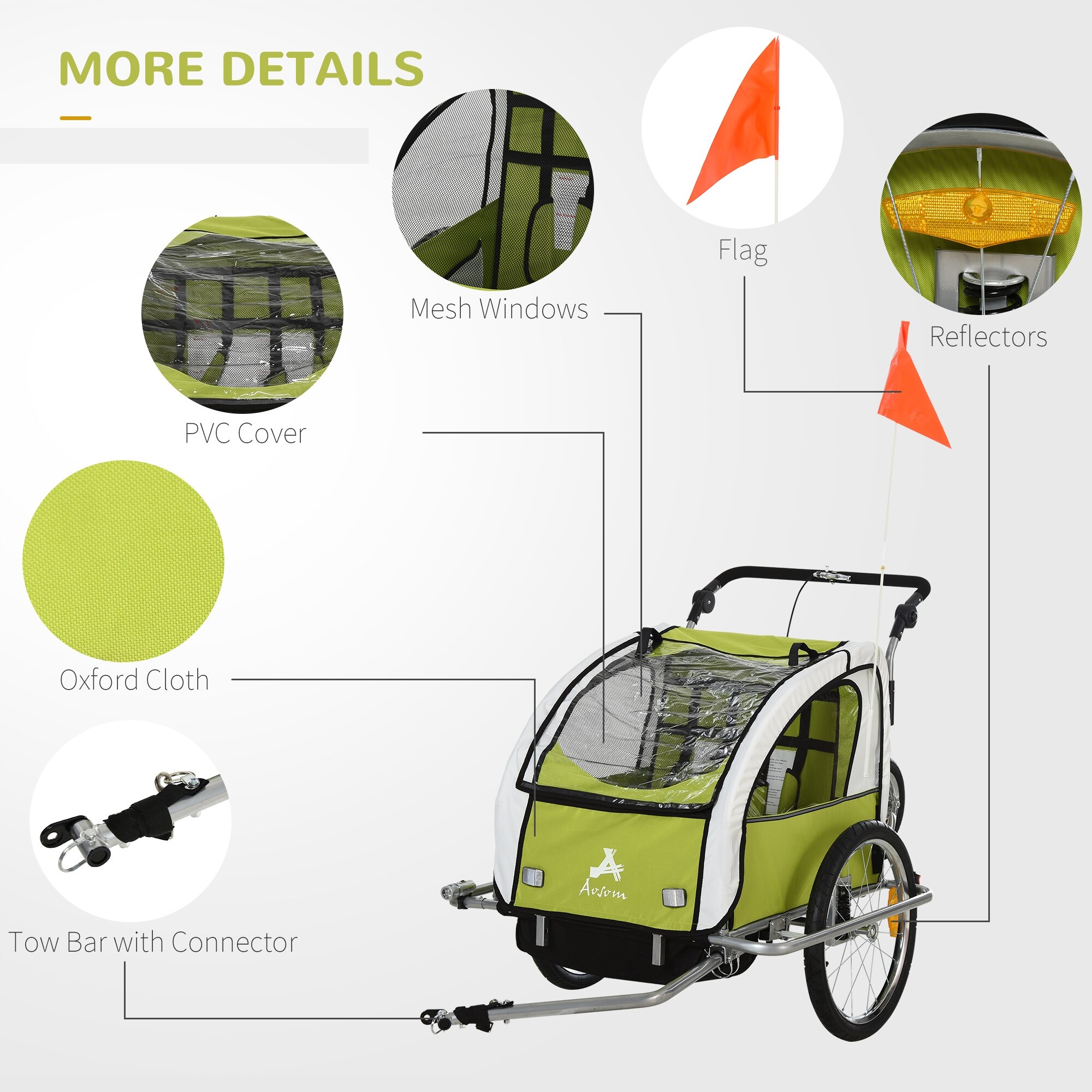 Aosom Elite 360 Swivel 2 in 1 Double Child Two Wheel Bicycle