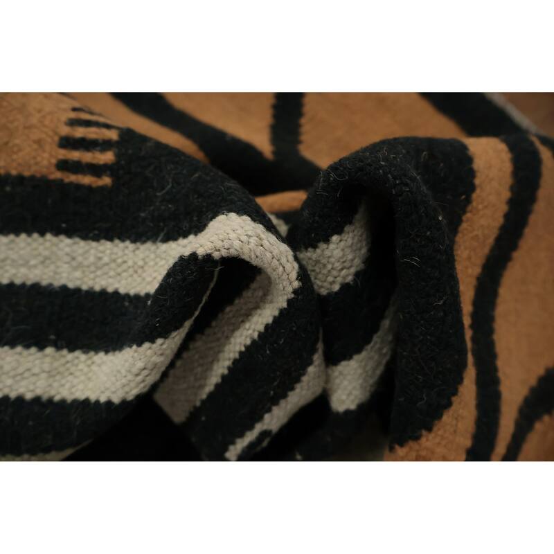 Hand Woven Oriental 100% Wool Carpet Southwestern Modern Oranges & Rust Kilim Area Rug - 13' 11'' X 9' 2''