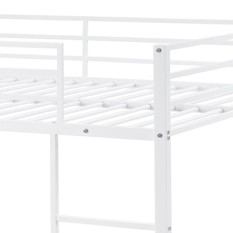 Heavy Duty Metal Bunk Bed, Built-In Ladder, Safety Rails, No Boxspring