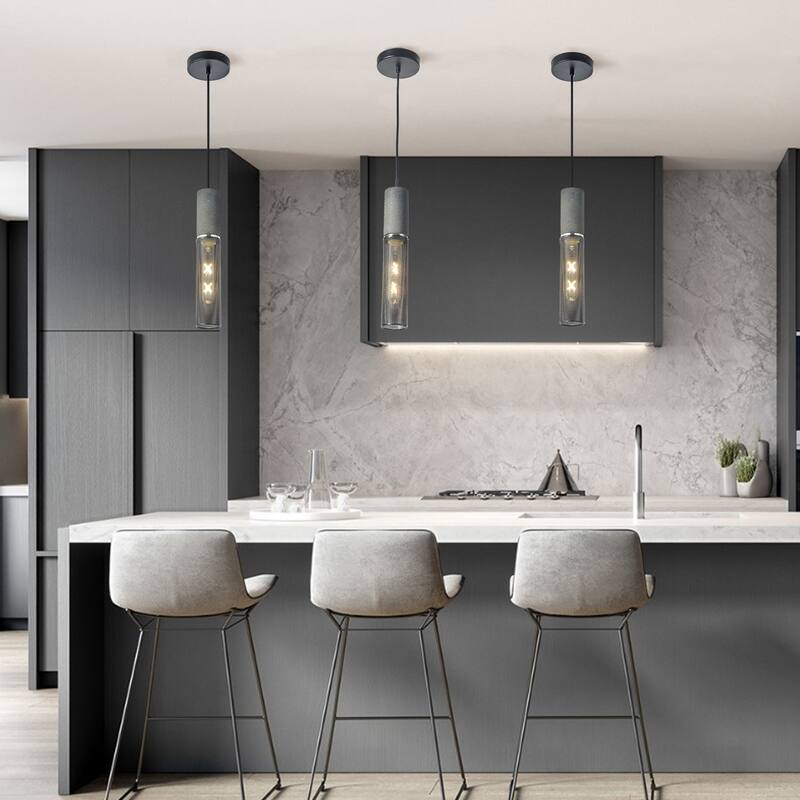 1-Light Industrial Style Concrete Pendant Light