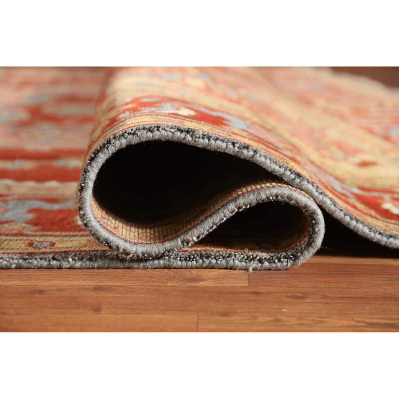 Heriz Serapi Indian Area Rug Handmade Orange Wool Carpet - 8'11" x 11'9"