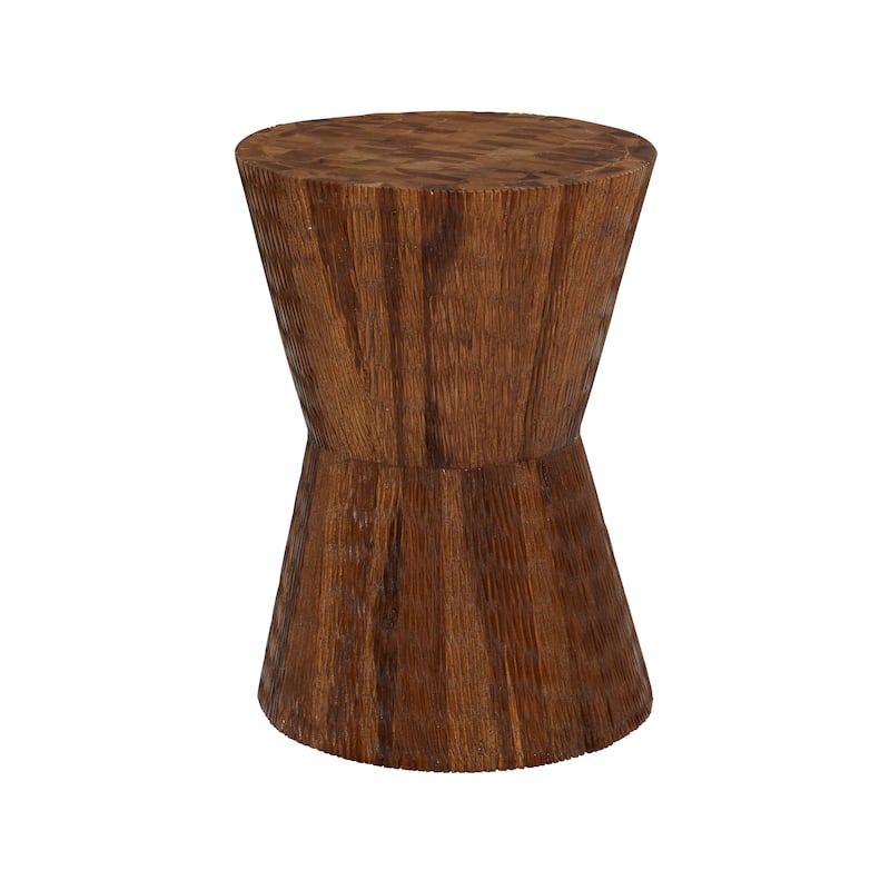 Teak Wood Intricately Carved Accent Table - Brown - Roche River Decor