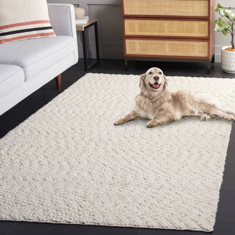 SAFAVIEH Handmade Natura Simonette Textured Wool Rug - 6' Round - Ivory