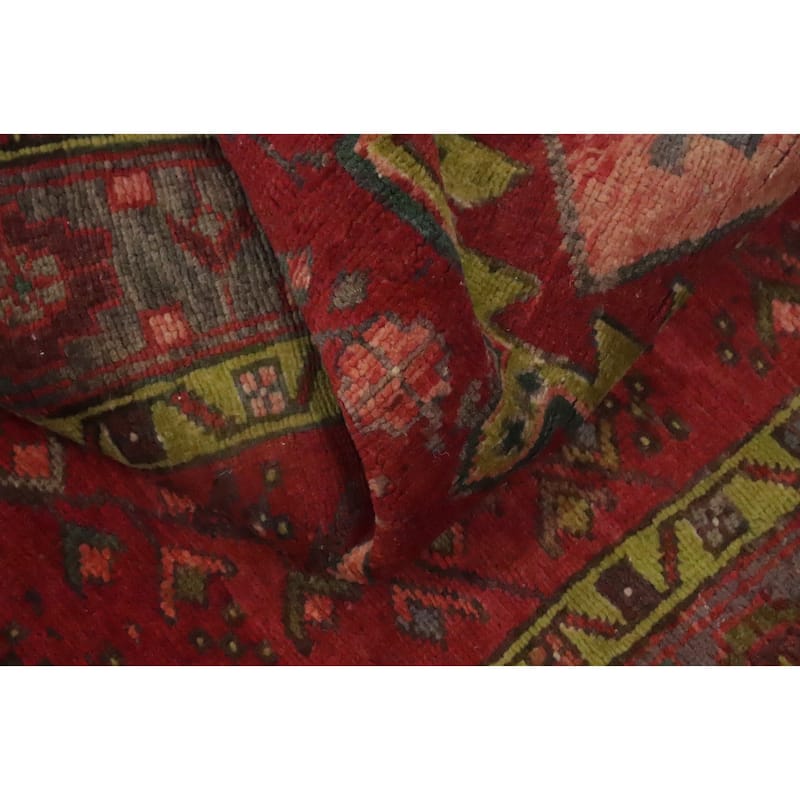 Hand Knotted Oriental 100% Wool Carpet Traditional Geometric Red Heriz Runner Rug - 11' 2'' X 3' 8''