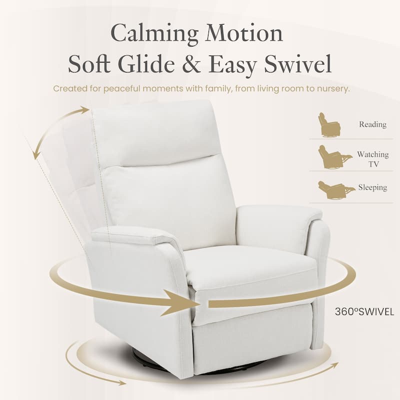 Fabric Recliner Sofa Chair Swivel Rocking Footrest-Single Seat for Living Room