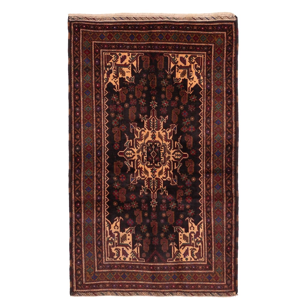 ECARPETGALLERY Hand-knotted Teimani Black Wool Rug - 4'0 x 6'10