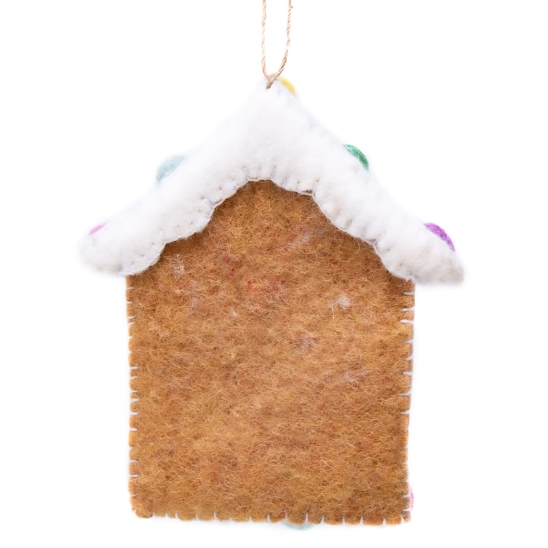 Gingerbread House and Candy Handmade Felt Ornaments, Set of 2