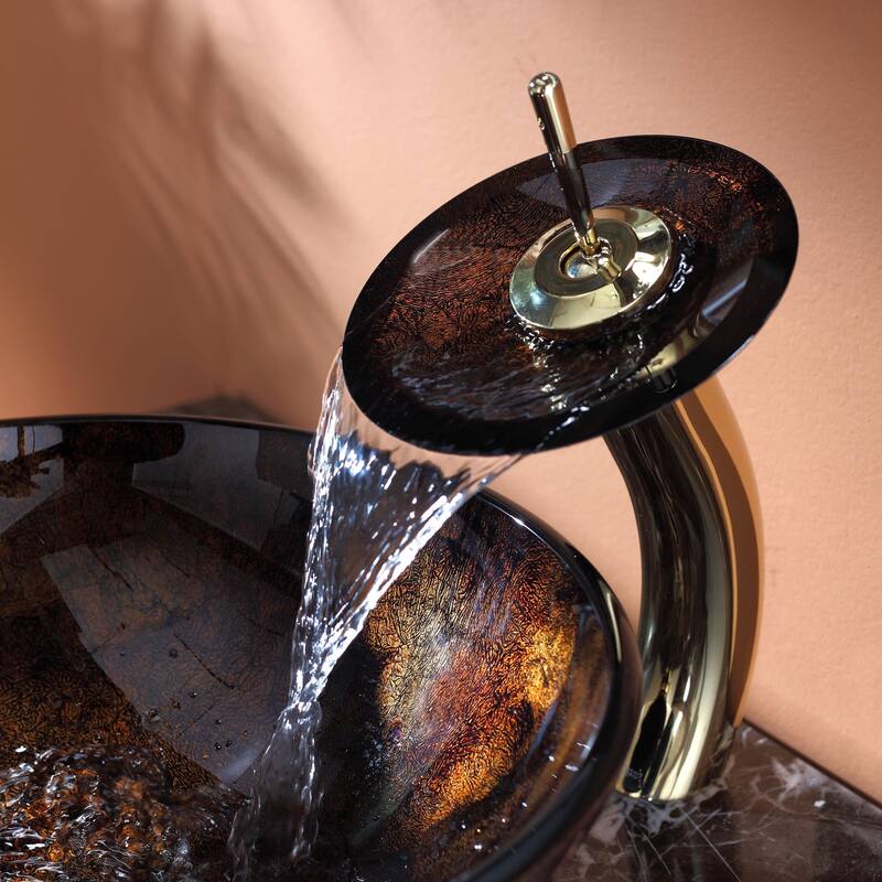 Kraus 16-1/2" Pluto Glass Vessel Bathroom Sink - Includes Pop-Up Drain