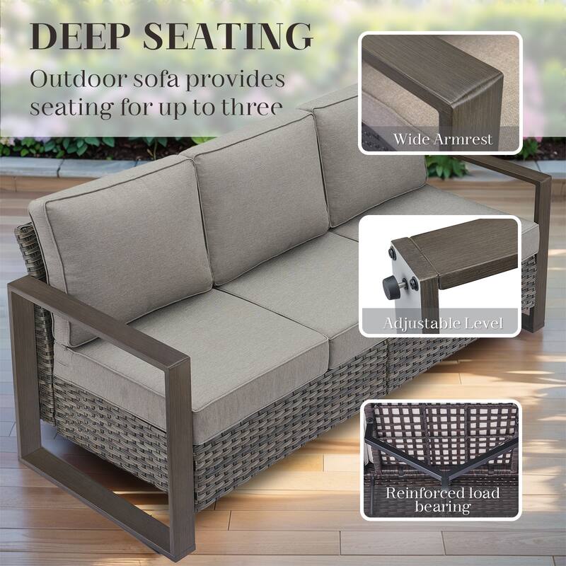 Gymojoy 7 Pieces Rattan Sofa,Gilder Chair, Patio Chair and Ottoman